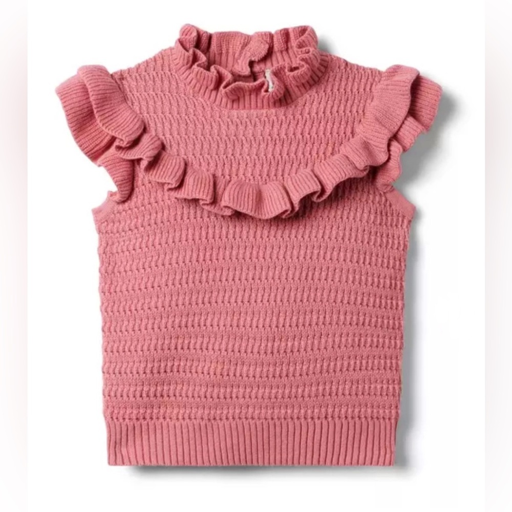 Brand New Janie & Jack Girls Coral Ruffle Sweater Sleeveless Top Size 3, NWT